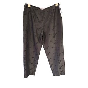 Sutton Studio Petite Black Silk Eyelet Cropped Pants Trousers Womens 8P‎